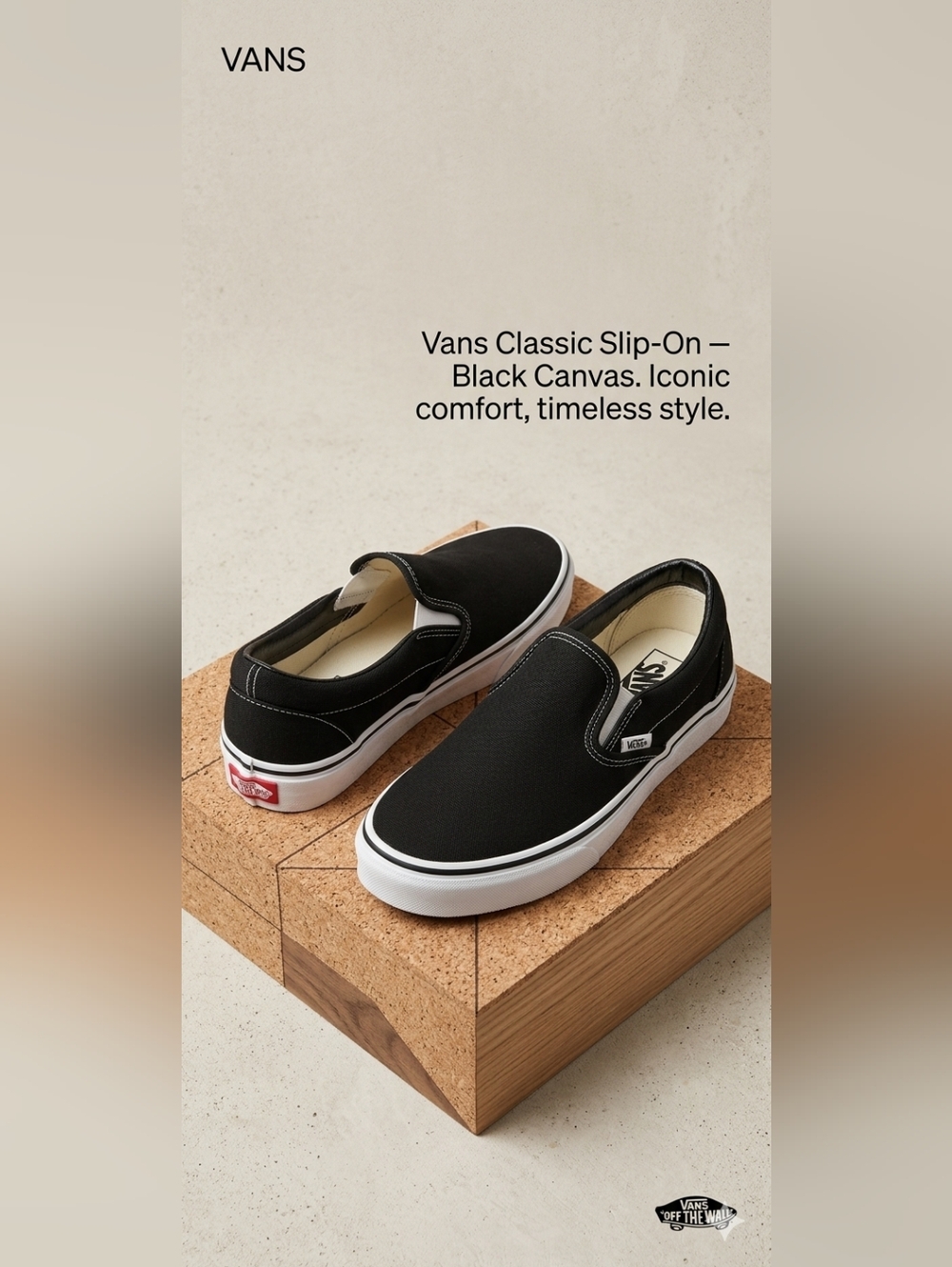 Vans Classic Slip-On Sneakers in Black and White